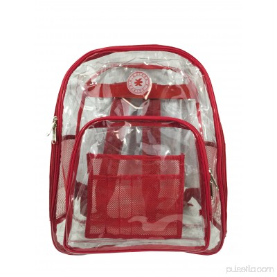 K-Cliffs Heavy Duty Clear Backpack See Through Daypack Student Transparent Bookbag Red 564832182
